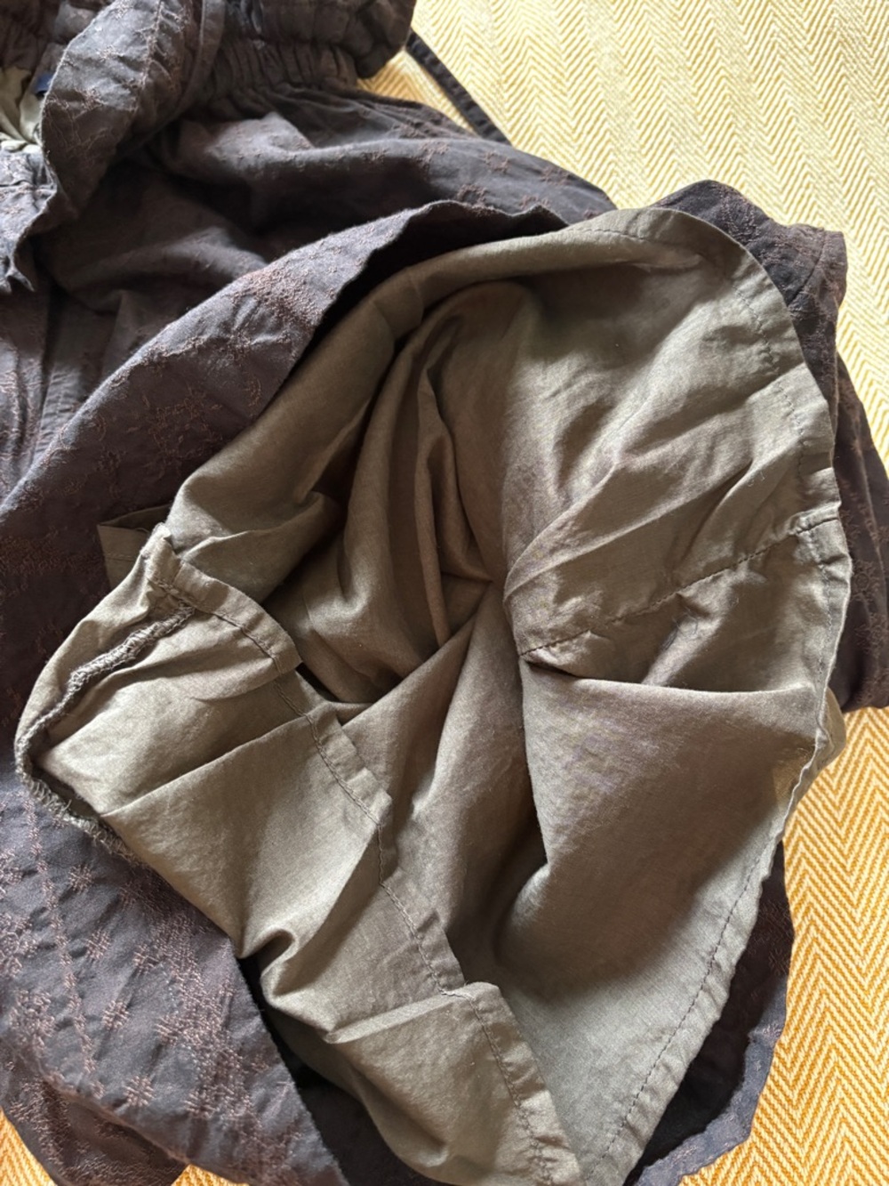 ICHI Paper Bag Waist Pants – Brown Textured – Lined (size medium) - Picture 3 of 4